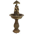 Sunnydaze Lovers Umbrella Solar-Powered Fountain with Battery Backup and Lights - 43"
