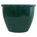 Sunnydaze Round Glazed Ceramic Planter with Drainage
