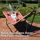 Sunnydaze 2-Person Quilted Fabric Double Hammock with Pillow