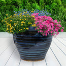 Sunnydaze Round Glazed Ceramic Planter with Drainage