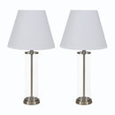 Sunnydaze Glass Cylinder Table Lamp Set of 2 with Shade - 27.75" H - Plug-In Electric