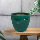 Sunnydaze Round Glazed Ceramic Planter with Drainage