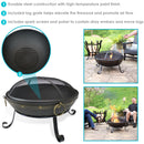 Sunnydaze Victorian Steel Fire Bowl and Spark Screen - 25"