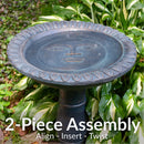 Sunnydaze Façade du Soleil Reinforced Concrete Bird Bath - 26"