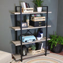 black frame with 4 wooden shelves