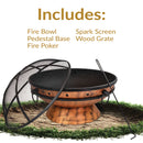 Sunnydaze 30" Cauldron Fire Pit with Spark Screen and Poker