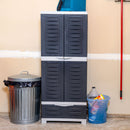 Sunnydaze 3-Shelf Plastic Lockable Storage Cabinet - 57.5" - Charcoal w/ Gray Trim