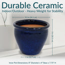 Sunnydaze Chalet Glazed Ceramic Planter with Drainage Holes - Set of 2