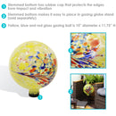 Yellow swirl gazing globe infographic.