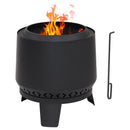 Sunnydaze Arrow Motif Black Steel Smokeless Fire Pit and Cover - 21" H