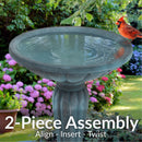 Sunnydaze Grecian Garden Reinforced Concrete Bird Bath - 20.25" H