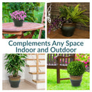 Sunnydaze Round Glazed Ceramic Planter with Drainage