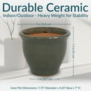 Sunnydaze Studio Glazed Ceramic Planter with Drainage Holes - Set of 2