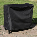 Firewood log rack cover protects wood from the elements.