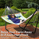 Sunnydaze 2-Person Quilted Fabric Double Hammock with Pillow