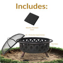 Sunnydaze Crossweave Wood-Burning Fire Pit with Spark Screen and Poker
