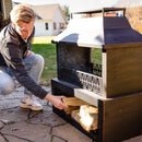Sunnydaze Bronze Steel Outdoor Fireplace with Log Storage - 35" H