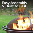 Sunnydaze Crossweave Wood-Burning Fire Pit with Spark Screen and Poker