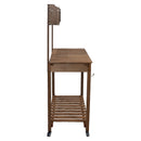 Sunnydaze Wheeled Outdoor Potting Bench with Sink - Fir Wood - Brown