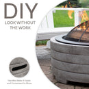 Sunnydaze Faux Stone Fire Pit Ring with Spark Screen - 36" Diameter