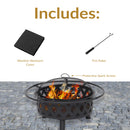 Sunnydaze Crossweave Wood-Burning Fire Pit with Spark Screen and Poker
