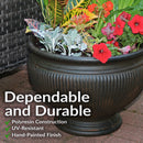 Sunnydaze Elizabeth Polyresin Outdoor Ribbed Urn Planter Pot - Rust