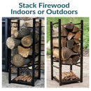 Sunnydaze Outdoor Firewood Storage Rack with Tool Holders