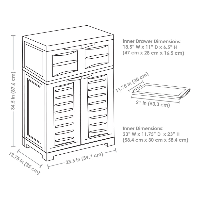 Sunnydaze Plastic Garage Storage Cabinet with Adjustable Shelf - Gray