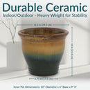 Sunnydaze Studio Glazed Ceramic Planter with Drainage Holes - Set of 2