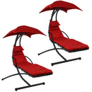 Sunnydaze Floating Chaise Lounger Chair with Canopy - Red - 79-Inch - 2-Pack