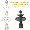 Sunnydaze 2-Tier Solar Outdoor Water Fountain with Battery Backup