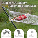 Sunnydaze Rope Hammock with 12' Steel Stand, Pad, and Pillow