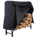 Sunnydaze Outdoor Firewood Log Rack with Cover Combo - Black