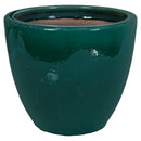 Sunnydaze Round Glazed Ceramic Planter with Drainage