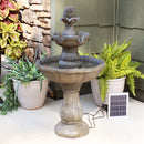 Sunnydaze Pineapple 2-Tier Solar Powered Fountain with Battery Backup Fountain - 33"