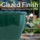 Sunnydaze Round Glazed Ceramic Planter with Drainage