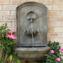 Sunnydaze Seaside Outdoor Solar Wall Fountain with Battery Backup - 27" H
