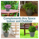 Sunnydaze Round Glazed Ceramic Planter with Drainage