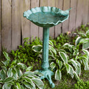 Sunnydaze Autumnal Leaf Metal Bird Bath - Green Patina - 11.75"