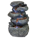 Sunnydaze 6-Tier Stone Falls Indoor Tabletop Fountain with LED Light - 15-Inch