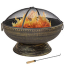 Sunnydaze 30" Cauldron Fire Pit with Spark Screen and Poker