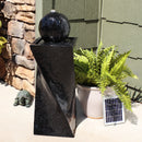 Sunnydaze Black Ball Solar Powered Fountain with Battery Backup and LED Lights - 30-Inch