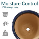 Sunnydaze Chalet Glazed Ceramic Planter with Drainage Holes - Set of 2