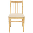 Sunnydaze Set of 2 Slat-Back Dining Chairs - Natural with Beige Cushions