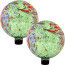 Sunnydaze Green Artistic Glass Gazing Ball Globe - 10-Inch - Set of 2