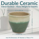 Sunnydaze Chalet Glazed Ceramic Planter with Drainage Holes - Set of 2