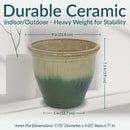 Sunnydaze Studio Glazed Ceramic Planter with Drainage Holes - Set of 2