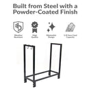 Sunnydaze Steel Firewood Log Rack with Cover - Black - 30"