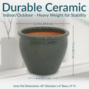 Sunnydaze Chalet Glazed Ceramic Planter with Drainage Holes - Set of 2