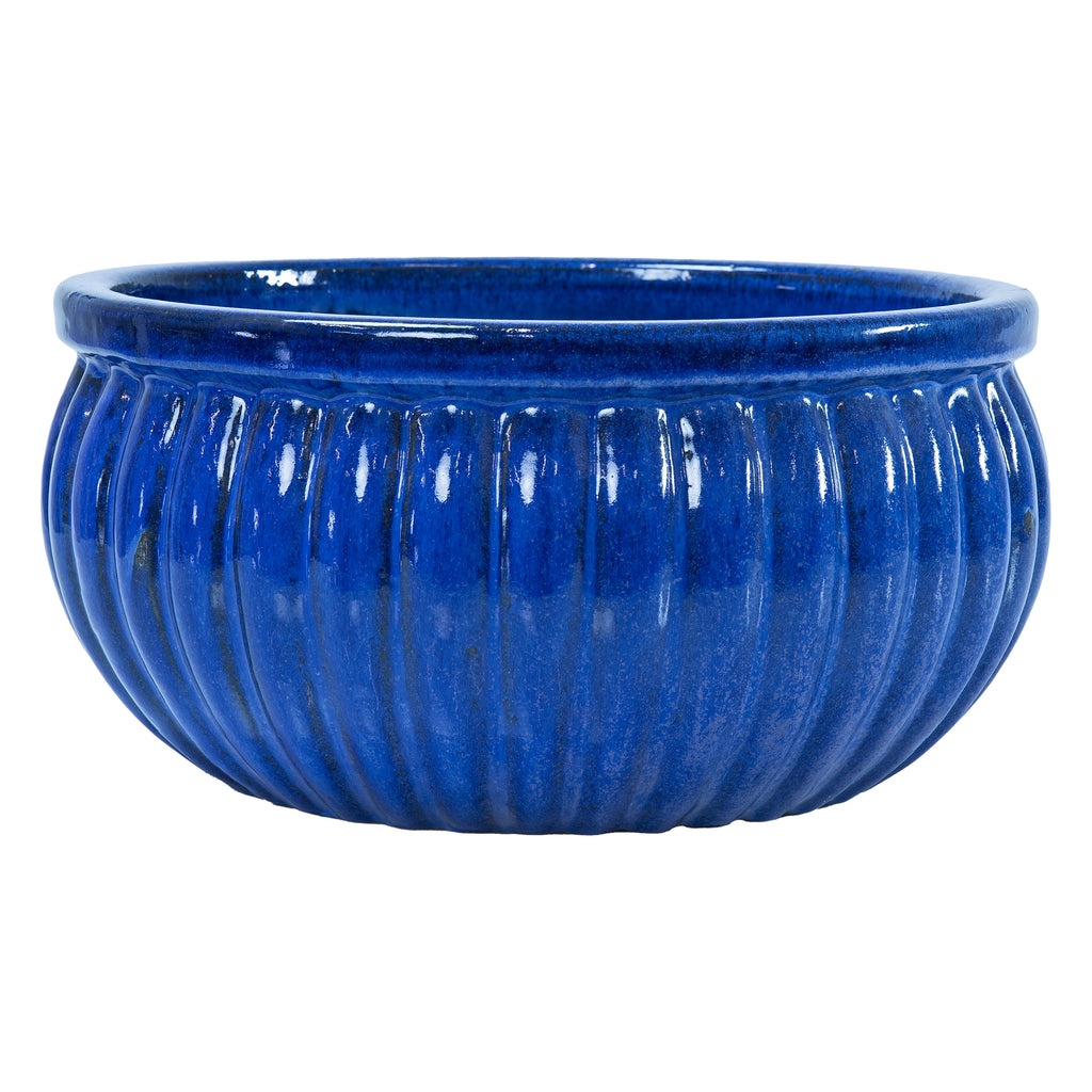 amazon plant pots ceramic Sunnydaze Ribbed Glazed Ceramic Planter Bowl